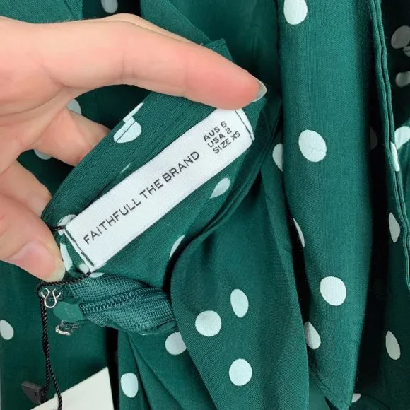 Faithfull The Brand | Gizele Midi Dress Green Polka Dot - Picture 6 of 8